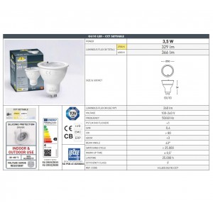 Ampoule LED GU10 - 3,5W - CCT - Fumagalli