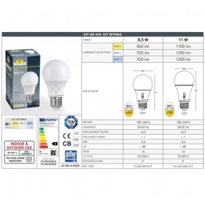 Ampoule LED E27 A60 - 11W - CCT - Fumagalli