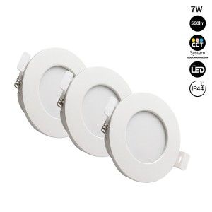 Pack x 3 - Downlight LED étanche CCT - 7W - IP44 - Coupe Ø 68-75mm