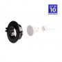 10 KITS - Collerette downlight orientable noire Ø90mm + Ampoule GU10 5W + Douille GU10