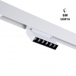 Spot LED linéaire orientable sur rail magnétique 48V - 6W - UGR16 - Blanc