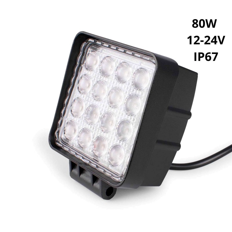 Projecteur LED 80W 12-24V DC - Machines, automobiles et bateaux - 8000lm - 60º