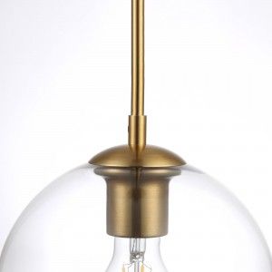 Lampe suspendue en laiton doré et boule en verre