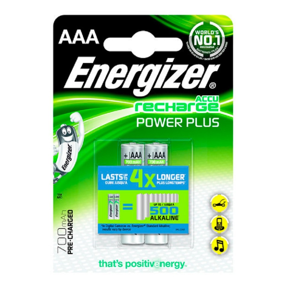 Pile Rechargeable Energizer Power Plus 700mAh HR03 (AAA) Blister 2 U