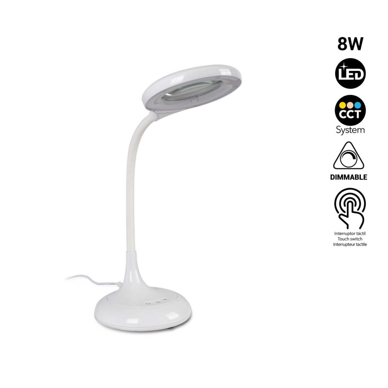 Lampe de table avec loupe 8W CCT dimmable - Lampe de lecture
