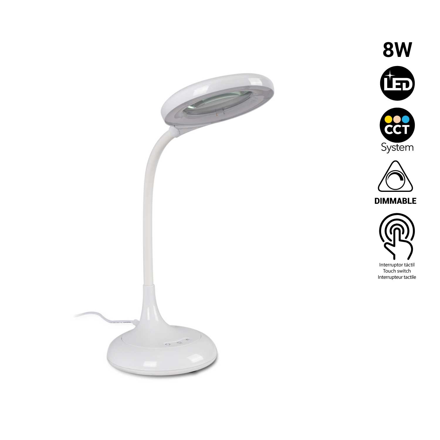 Lampe de Bureau LED Flexo 3W USB Rechargeable, Dimmable et