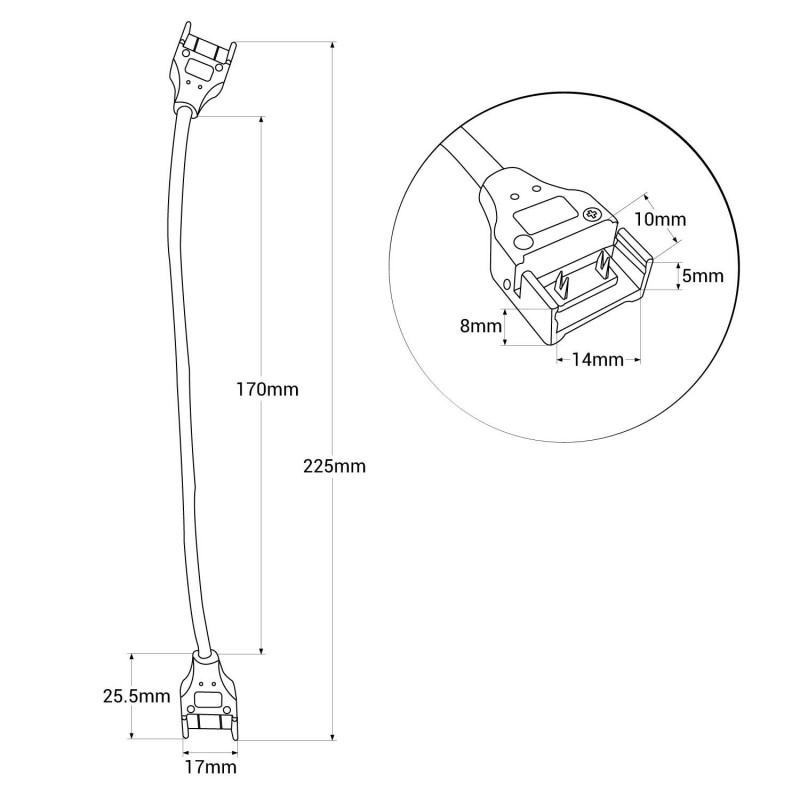 Connecteur étanche avec câble pour ruban LED COB 220V - 2 broches - Ruban  12 mm - IP67