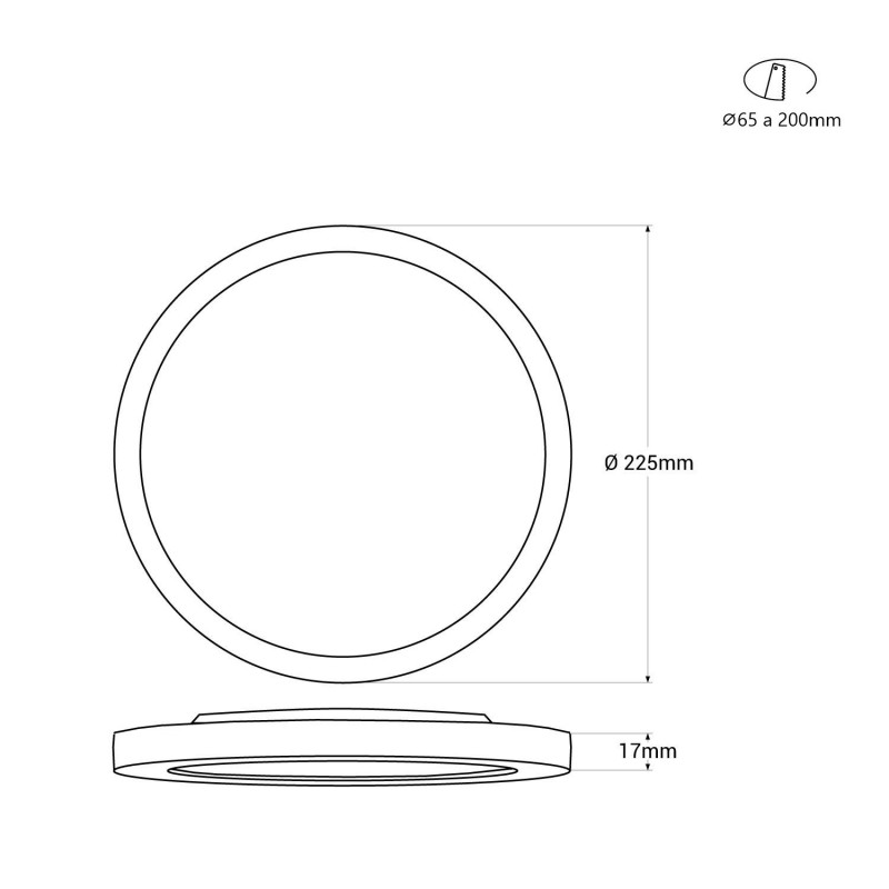 Plafonnier LED Rond Design 18W 225mm