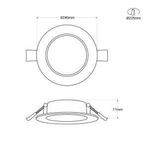 Spot encastrable LED IP65 noir dimmable 24W diamètre 190mm