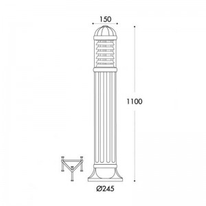 Lampadaire extérieur 110cm E27 IP55