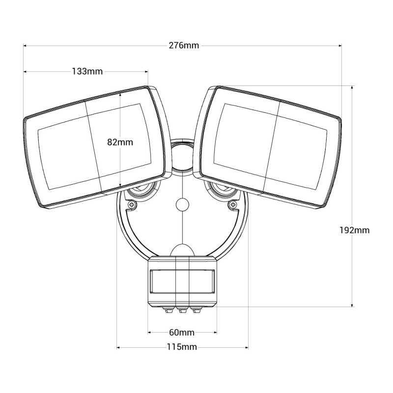 Projecteur mural extérieur à double LED avec capteur PIR 30W - 4000K - IP54