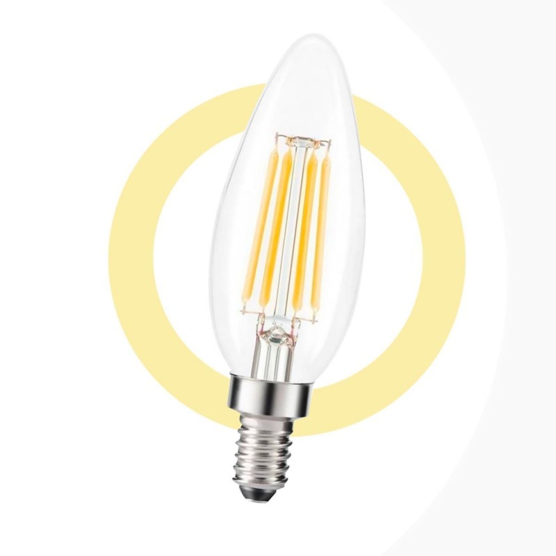Ampoule LED à Filament - 2W - E14 - Blanc chaud - Transparent