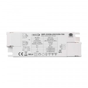 Driver DALI DT6 monochrome dimmable 220-240V - Sortie 6-58V DC - 250-700mA - 25W