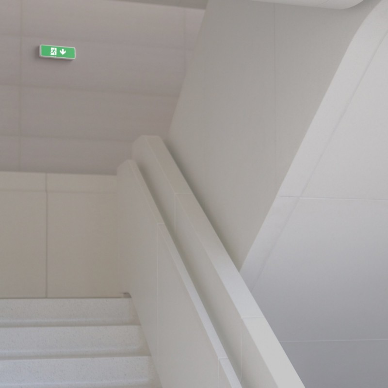 Éclairage de sécurité "issue de secours vers le haut"