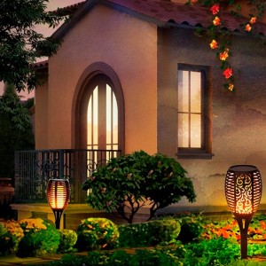 Flambeau solaire LED avec ampoule effet feu