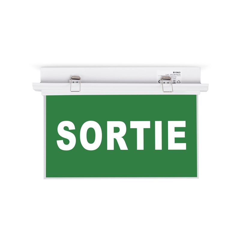 Bloc autonome d'éclairage de sécurité avec pictogramme "SORTIE" - Encastrable