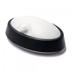 PLAFONNIER / APPLIQUE LED OVALE 6W IP64 AVEC CAPTEUR DE PRÉSENCE PIR 4000K (BLANC OU NOIR)