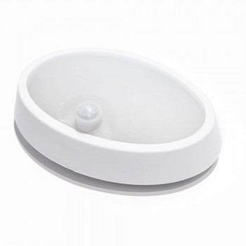 PLAFONNIER / APPLIQUE LED OVALE 6W IP64 AVEC CAPTEUR DE PRÉSENCE PIR 4000K (BLANC OU NOIR) PLAFONNIER / APPLIQUE LED OVALE 6W IP64 AVEC CAPTEUR DE PRÉSENCE PIR 4000K (BLANC OU NOIR)