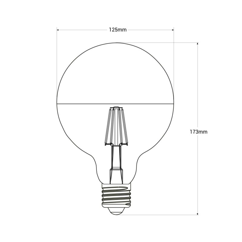 Ampoule LED G125 calotte miroir 600lm E27