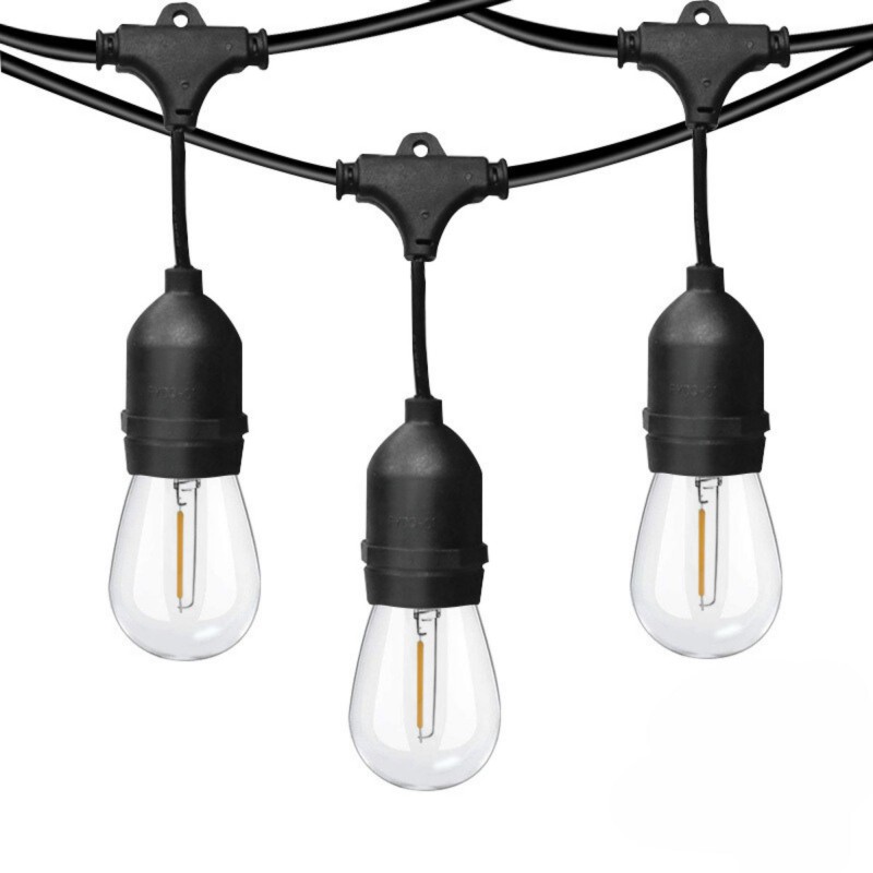 Kit guirlande lumineuse extérieure 11,5 mètres + 10 ampoules LED E27 filament 1W - IP44 - Blanc chaud