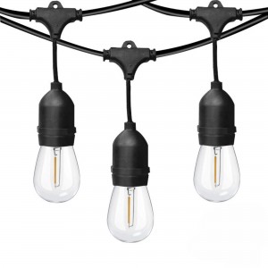 Kit guirlande lumineuse extérieure 11,5 mètres + 10 ampoules LED E27 à filament 1W - IP44 - Ambre