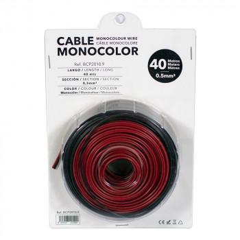 Cable 2x0,5mm para tira LED monocolor 12/24V - Rollo de 40 metros Cable 2x0,5mm para tira LED monocolor 12/24V - Rollo de 40 metros