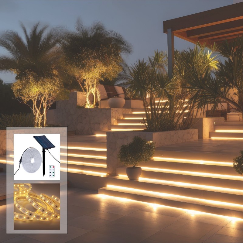 Ruban LED solaire extérieur 40W - 12mm - 10 mètres Ruban LED solaire extérieur 40W - 12mm - 10 mètres