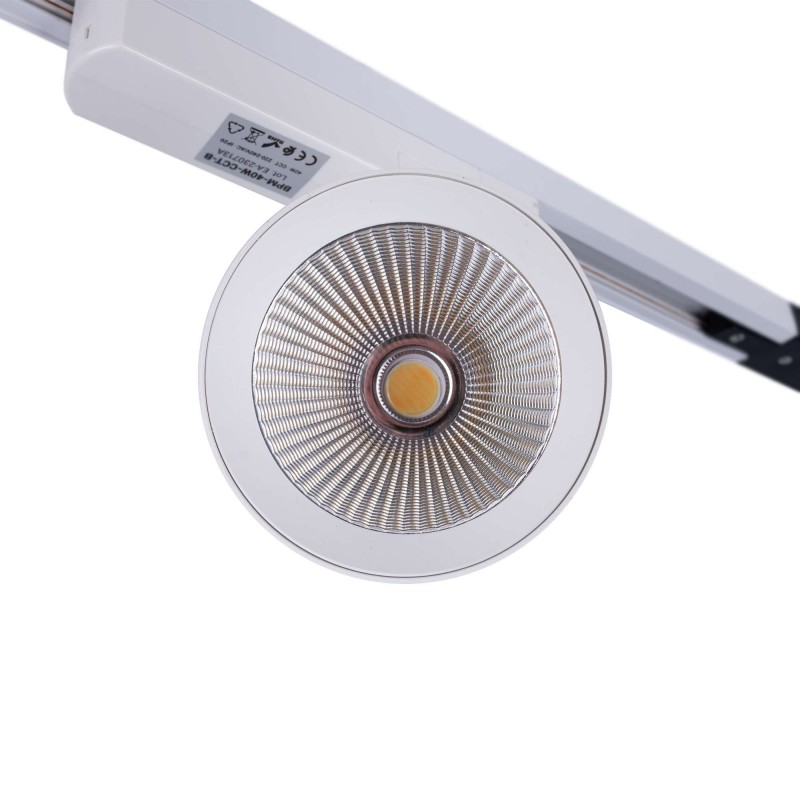 Projecteur LED sur rail monophasé CCT - 40W - IRC 90 - Driver KGP - Blanc