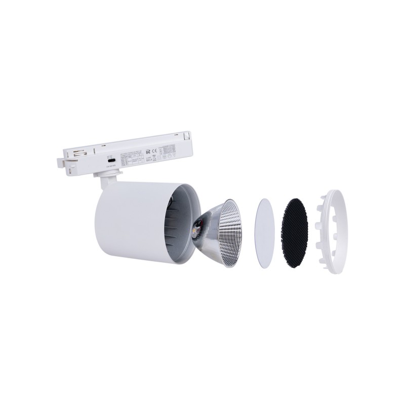 Projecteur LED sur rail monophasé CCT  Blanc Projecteur LED sur rail monophasé CCT  Blanc