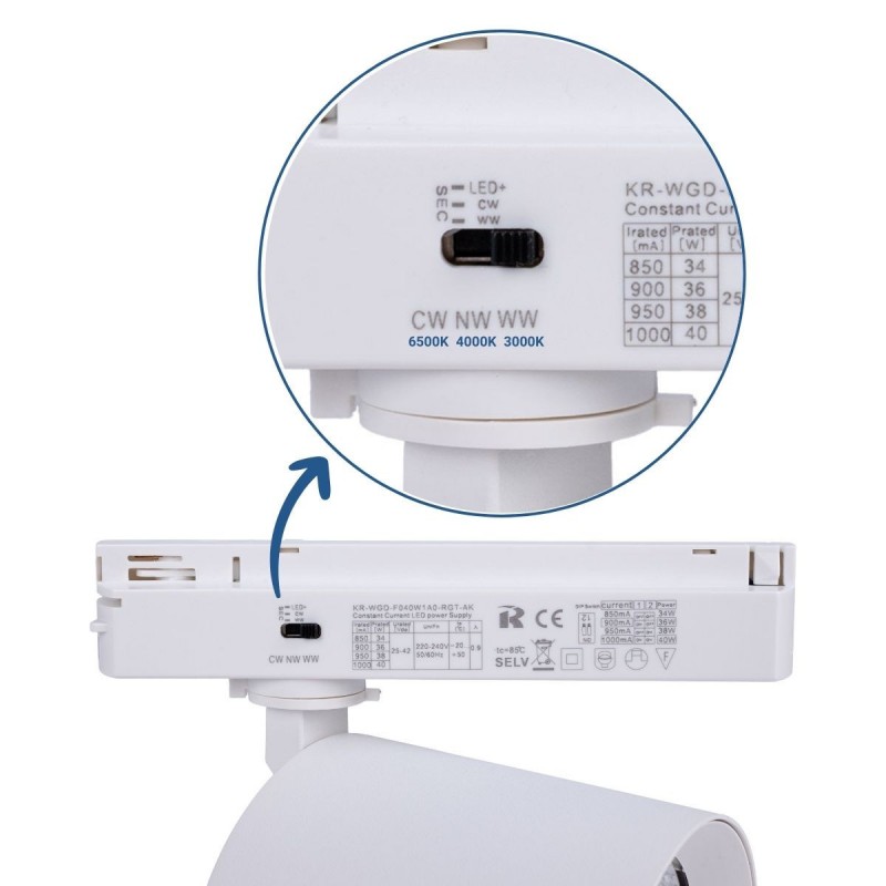 Projecteur LED CCT monophasé magasins Projecteur LED CCT monophasé magasins