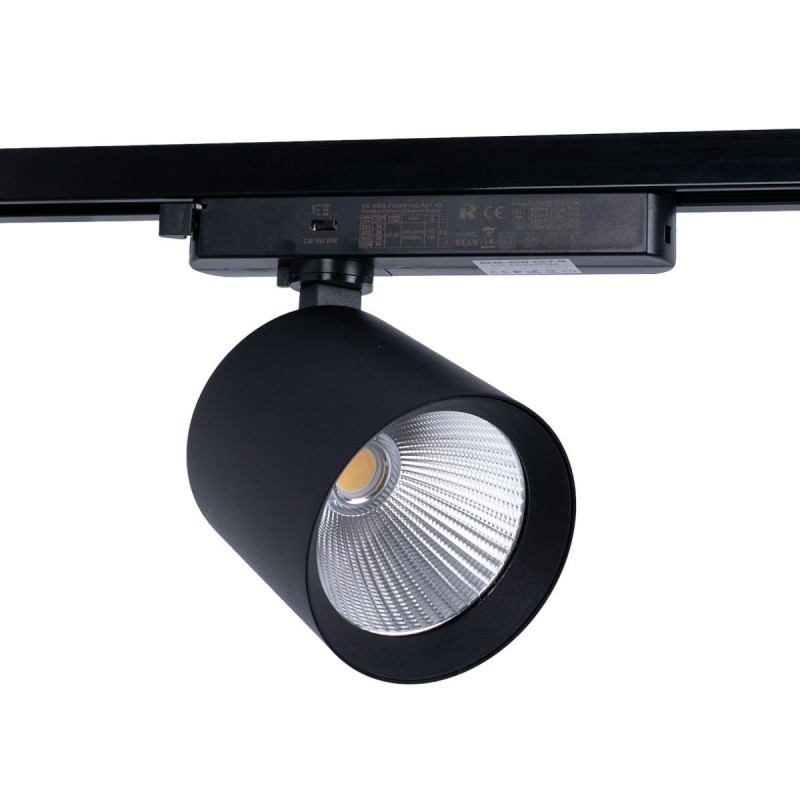 Projecteur LED sur rail monophasé CCT - 40W - IRC 90 - Driver Kegu - Noir