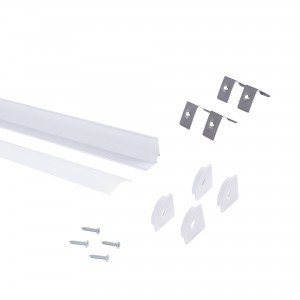 Profilé d'angle en aluminium avec diffuseur - Kit complet - Ruban LED jusqu'à 10mm - 2 mètres