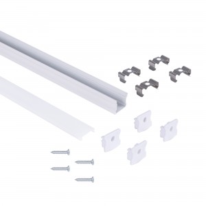 Profilé de surface en aluminium avec diffuseur - Kit complet - 17,6 x 14,5mm - Ruban LED jusqu'à 12 mm - 2 mètres