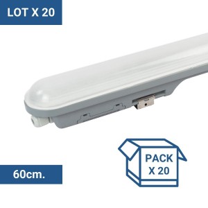 Lot x 20 - Réglette étanche LED connectable 9W - 60cm - IP65 - 4000K