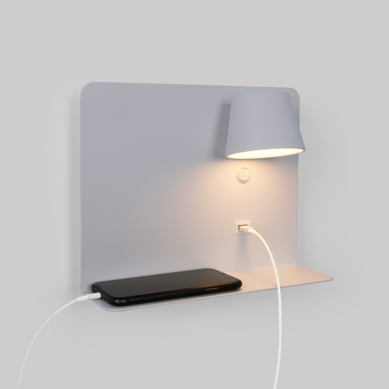 Applique murale liseuse avec port USB "BASKOP" - 6W - Design horizontal