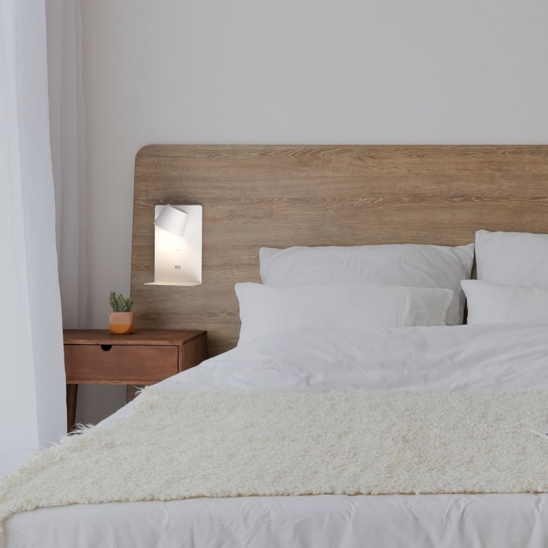 Applique murale liseuse avec port USB Blanc Applique murale liseuse avec port USB Blanc