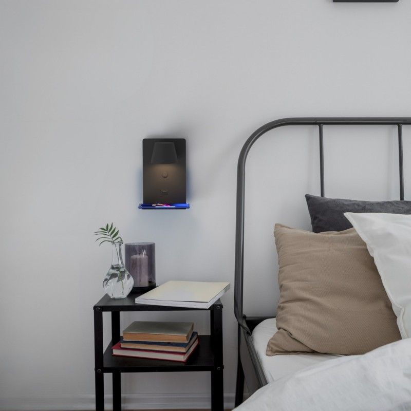 Applique murale liseuse avec port USB Noire Applique murale liseuse avec port USB Noire