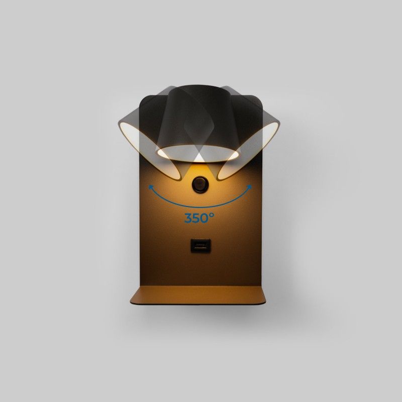 Applique murale avec port USB et support pour portable Applique murale avec port USB et support pour portable