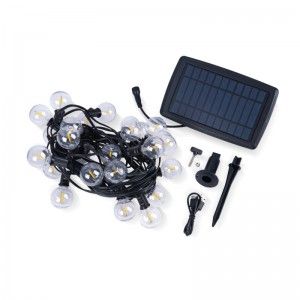 Guirlande guinguette solaire d'extérieur - 25 ampoules LED E27 - IP44 - 9,2 mètres