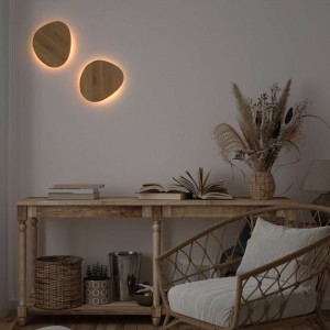 Lampe murale en bois