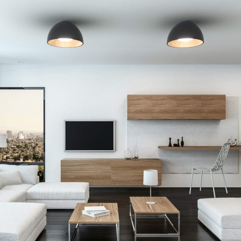 Plafonnier LED coupole Bois Ø50cm