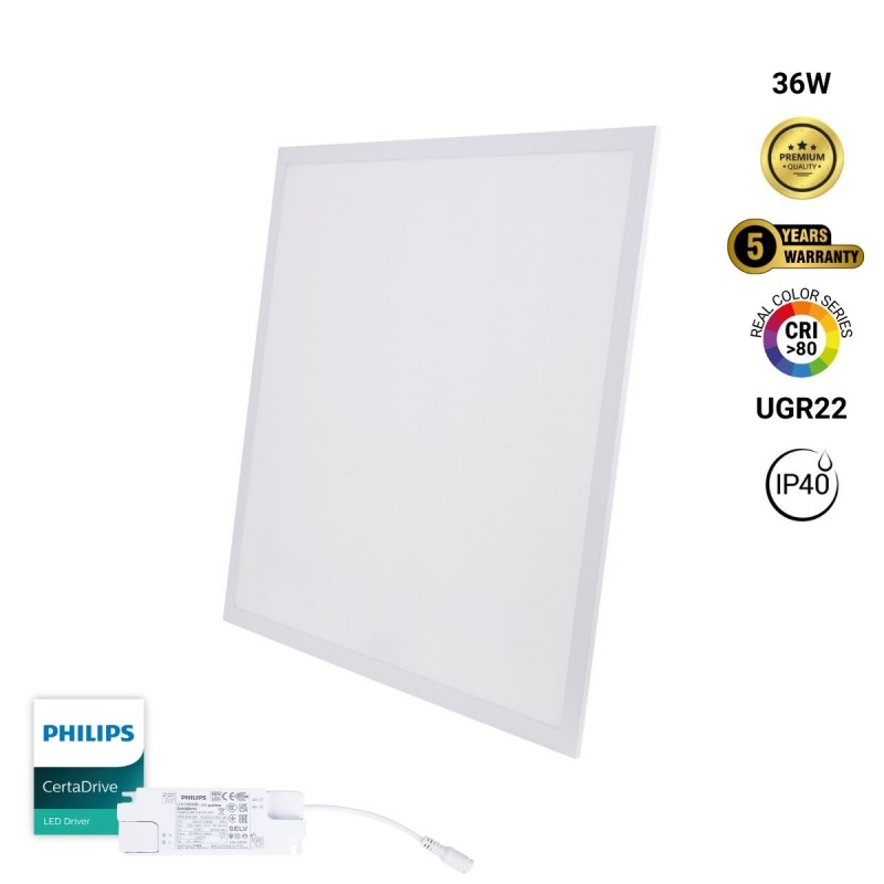 Panneau LED encastrable 60x60 rétro-éclairé - 3800lm - Driver Philips - 36W - UGR22 - IP40 Panneau LED encastrable 60x60 rétro-éclairé - 3800lm - Driver Philips - 36W - UGR22 - IP40