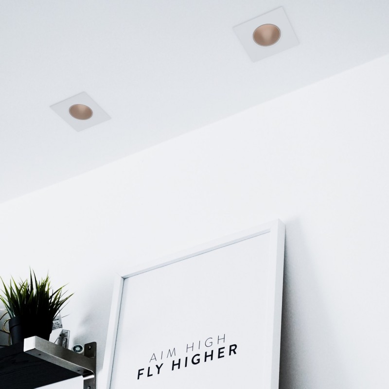 Downlight dichroïque carré blanc à l'intérieur champagne Downlight dichroïque carré blanc à l'intérieur champagne