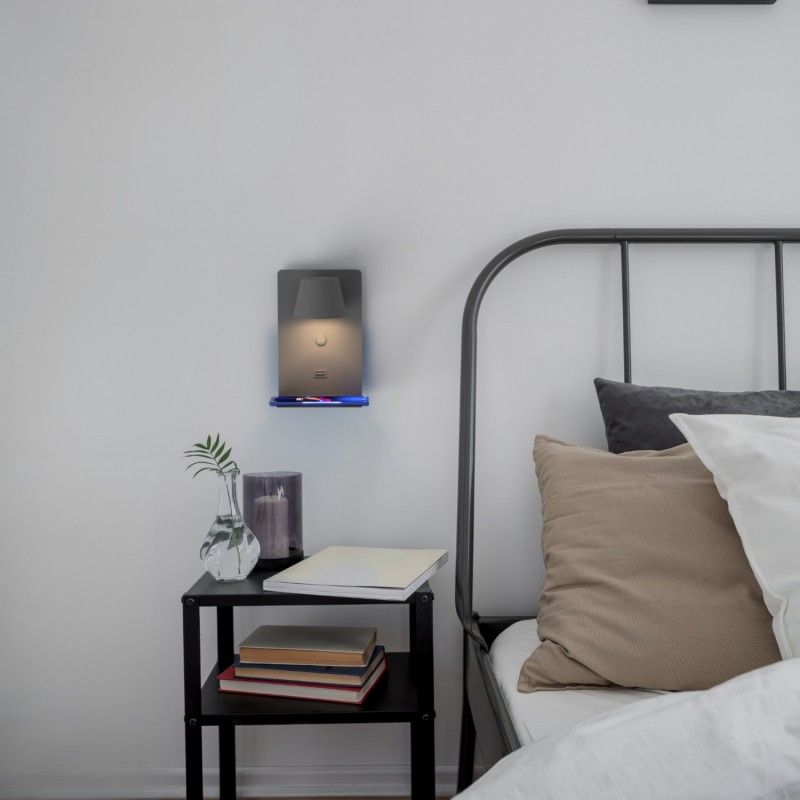 Lampe de lecture murale avec port USB "BASKOP W" - 6W - Base de recharge sans fil Lampe de lecture murale avec port USB "BASKOP W" - 6W - Base de recharge sans fil