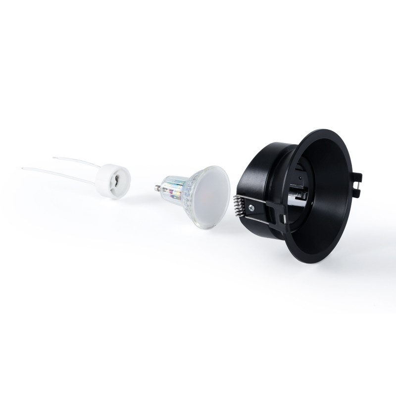 KIT Collerette spot encastrable Ø93mm (noir) + Ampoule GU10 5,4W + Support d'ampoule KIT Collerette spot encastrable Ø93mm (noir) + Ampoule GU10 5,4W + Support d'ampoule