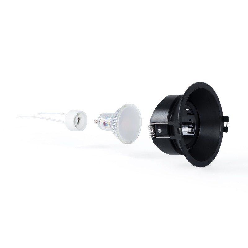 KIT Collerette spot encastrable Ø93mm (noir) + Ampoule GU10 5,4W + Support d'ampoule KIT Collerette spot encastrable Ø93mm (noir) + Ampoule GU10 5,4W + Support d'ampoule