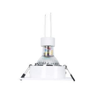 KIT Collerette spot carré 93x93mm (gris/blanc) + Ampoule GU10 5,4W + Douille