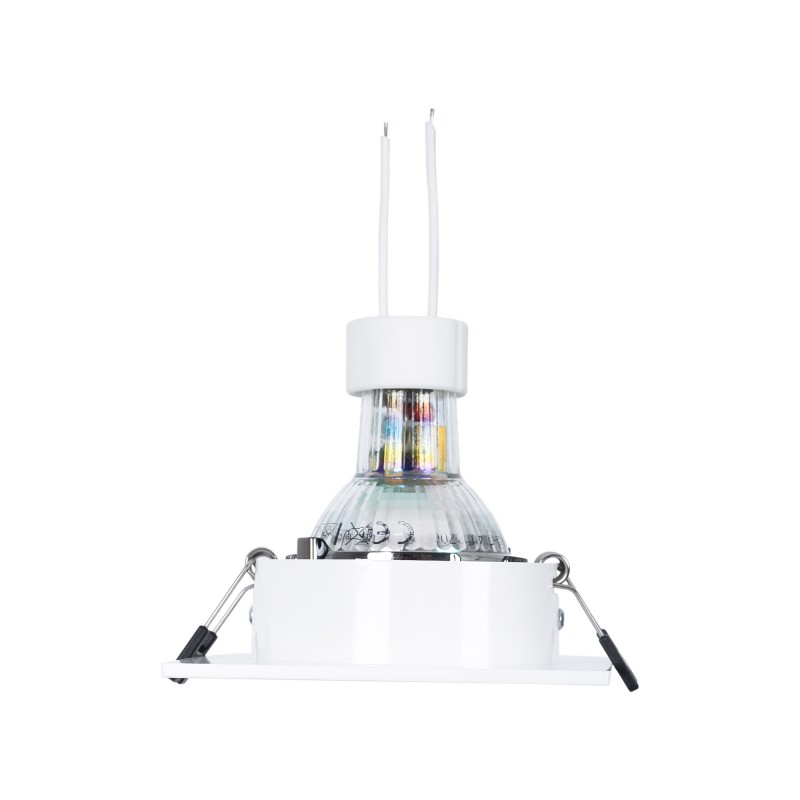 KIT Collerette spot carré 93x93mm (gris/blanc) + Ampoule GU10 5,4W + Douille