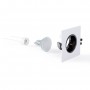 KIT Collerette spot carré 93x93mm (gris/blanc) + Ampoule GU10 5,4W + Douille