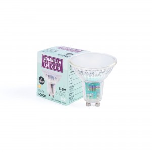 KIT Collerette spot carré 93x93mm (gris/blanc) + Ampoule GU10 5,4W + Douille